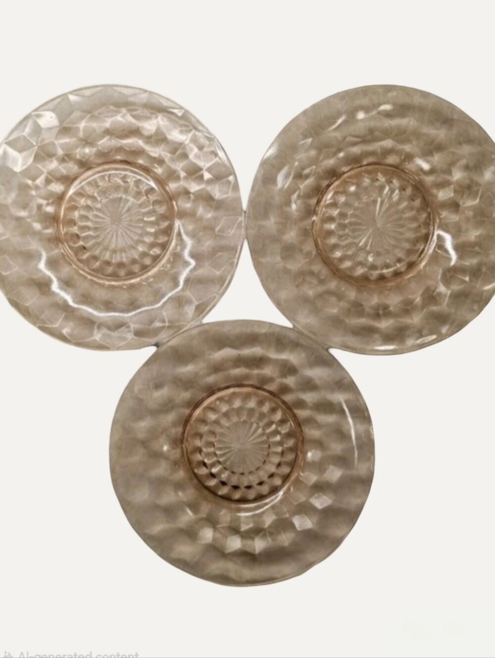 Vintage Pink Depression Glass Plates Jeannette Cube Pattern Set of 3